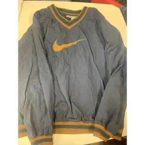 Vintage Nike 90s Center Swoosh Nylon Pullover Windbreaker Navy Brown Sz XXL